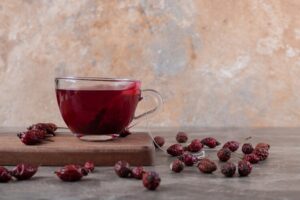 rosehip tea ands rosehip fruit board marble surface 114579 61313