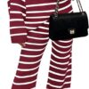 Best Cozy ZESICA 2 Piece Sets Fall Casual Striped Sweater - Image 4