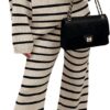 Best Cozy ZESICA 2 Piece Sets Fall Casual Striped Sweater - Image 6