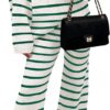 Best Cozy ZESICA 2 Piece Sets Fall Casual Striped Sweater - Image 8